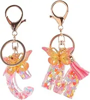 [HAPINARY] 2Pcs Heart Shaped Keychain Stylish Letter Keyring for Bag Decoration Practical Key Decor for Car present for Birthdays and Special Occasions