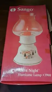 Silent Night Hurricane Lamp Sango Christmas Decor New in box