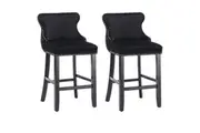 AADEN 2x Velvet Bar Stools-Black