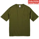 日本 UNITED ATHLE UA5008 5.6磅 寬版口袋 圓領 短T 素T (035 墨綠色) 化學原宿