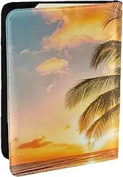 [JEJEA] Tropical Beach Palm Tree Sunset Print Travel Organizer Credit Cards Case Passport BookPassport Holder Cover Wallet forTraveling,, Black, One Size