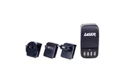 Laser Quad 2.4A USB Wall Travel Charger Adapter AU USA EU Interchangeable Plug