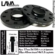 4PC 17MM THICK 5X130 71.5MM C.B WHEEL SPACER+14X1.5 BOLT FIT AUDI VW PORSCHE (for: Audi)