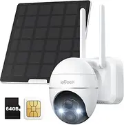 [ieGeek] 3G/4G LTE Cellular Security Camera Outdoor with SIM Card 64GB SD Card, Solar No WiFi Wireless CCTV Camera Systems,2K 360° PTZ Battery Camera,Color Night Vision,Motion Detection,Siren Spotlight
