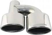 1PCS Inter 63mm Dual oval Outlet Car exhaust tip Stainless steel Rolled Muffler Tail Tip Compatible For AG C-Classs C200 C260 C300 C350(EJ30213a-Left)