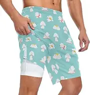 [ZZXXB] Poodles Have Fun Athletic Shorts for Men with Pockets 2 in 1 Quick Dry Running Shorts S-3XL
