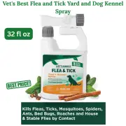 Vet's Best Flea and Tick Yard and Dog Kennel Spray, Mosquito, Plant Safe 32 oz