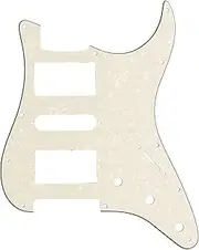 [Musiclily] Pro 11 Hole HSH Guitar Strat Pickguard for Fender American/Mexican Standard Stratocaster Modern Style, 4Ply Parchment Pearl