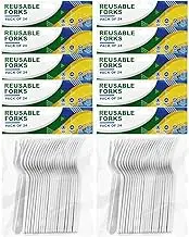 24/96/240 Pieces- Heavy Duty Reusable Plastic Forks White Cutlery Party Catering (96)