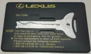 BRAND NEW LEXUS FLAT KEY CARD 01184 EMERGENCY DOOR LOCKS SPARE VALET CREDIT CARD