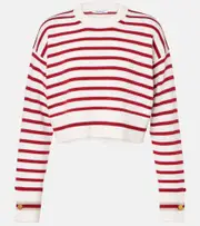 [Max Mara] Max Mara Dorotea striped virgin wool sweater UK 18 red