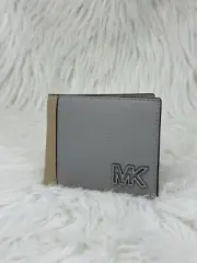 NWT Michael Kors Cooper Leather Billfold Wallet Gray