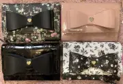 Betsey Johnson Crossbody Bag Double Bow Heart Floral Leopard Black White Pink
