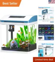 Deluxe 2 Gallon Glass Fish Tank with Colorful Lights - Ideal for Pet Enthusiasts