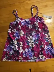 NWT Women’s Chico’s SWIM Size 10 Tankini Top Built In Bra No Underwire