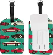 [ALAZA] My Daily Retro Comic Car Luggage Tag PU Leather Bag Tag Travel Suitcases ID Identifier Baggage Label