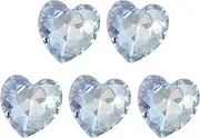 uxcell 5 Pcs 3D Heart Light Blue Nail Rhinestones K9 Glass Crystal Rhinestones Pointed Back Crooked Heart Gems for Nail Charm Art DIY Decoration Craft 8x8mm