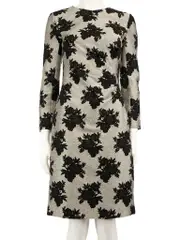 Grey Floral Pattern Midi Dress
