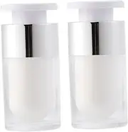 ELAYARD 2Pcs Acrylic Vacuum Bottle Lightweight Travel Containers for Cosmetics Lock Grade Press Bottles for Creams Perfumes and Lotions Durable Design White