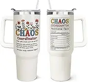 ZNYYZYBA Chaos Coordinator Tumbler - Thank You Gifts for Women,Boss,Coworker,Mom,Manager,Nurse,Teacher,Social Worker, Chaos Coordinator Gifts for Women - 40 oz Tumbler with Handle and Straw