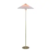 Go Bright Pleated Classic Metal Floor Lamp Light Fabric Umbrella Shade - White and Gold