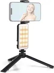 Mini Photography Lamp Dimmable LED Light Portable Vlog Light 88 LED Beads Bi-Color Light Modes 500mAh Battery USB Charging Port 2500K-9000K Dimmable with Foldable Phone Clip 1/4in Threaded Hole
