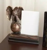 Ebros Majestic Bald Eagle Perching On Globe 4"X6" Glass Picture Frame Statue