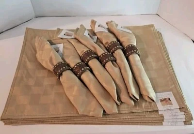 Set of 18 Reflections Table Setting Linens (6) Placemats (6) Napkins W/rings NWT