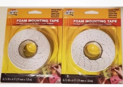 Set of 2 Super Glue Double-Sided Foam Mounting Tape Pre-Cut Tabs Acid Free -L3