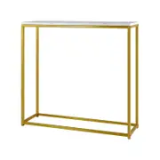 Oikiture Console Table Hallway Entry Side Tables Marble Effect Hall Display Gold&White