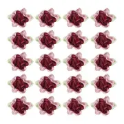 20Pcs 1" Ribbon Flowers Bows Mini Satin Roses Flowers Burgundy/Dark Pink