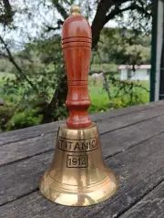 Titanic 1912 Brass Wood Hand Bell Vintage School Reception Dinner Hand Bell