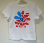 NWT Old Navy Red White Blue Peace Flower Top Girl's Size 14-16