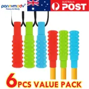 6PCS SET 3 Stick Sensory Chew Necklaces + 3 Pencil Toppers Nail Biting Treatment