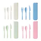 3Pcs Wheat Straw Dinnerware Set Portable Tableware Knife Fork Spoon Eco-Friendly
