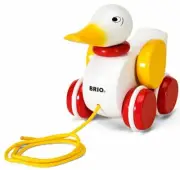 Pull Along Baby Wooden Toy Duck That Flaps Wings & Moves Head