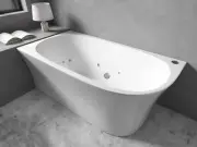 FS7 1500/1700mm White Rectangle 10 Jets Back to Wall Freestanding Spa Bath
