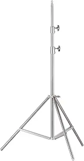 zolyet 2M/79in Adjustable Metal Tripod Light Stand with 1/4in Screw Stainl Steel 2 Sections Adjustable 10kg/22 Load for Photography Studio/Video Light/Umbrella Ring Light/Softbox Silver