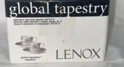 Lenox Global Tapestry Aquamarine 4 Piece Espresso Cup & Saucer For 2 NIB (GC1)