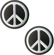 2 Pcs World Peace Sign Logo Patch Hook and Loop Embroidered Applique Anti War Love Peace Sew on Badge Symbol Emblem for Backpacks Jeans Jackets Clothing Uniform Vest Dog Harness