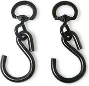 RLECS 2pcs Black Hanging Plant Swivel Hooks S Shaped for Hanging Plants Pots, Flower Basket, Wind Chimes, Pendants, Party Copper Wire Light, Bird Feeders, Flags, etc.