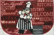 TEXTURED KITCHEN RUG (nonskid back) (16" x 24") FAT CHEF 2 THUMBS UP, D Shape,KD
