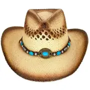 Tea Stain Paper Straw COWBOY HAT Shapeable Summer Beach WESTERN cowgirl sombrero