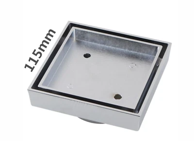 115x115mm Bathroom Tile Insert Square Floor Waste Drain Shower Grate Brass