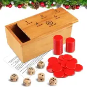 Penny Dice Games Family Fun Board Game Wooden Penny Box 6 Wooden Dice 60 Red ...