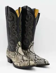 Vintage NOS Nocona Men Natural Python Back Pointed Toe Western Cowboy Boots 7EE