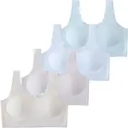 [SEAUR] 4 Pack Girls Training Bras Thin Padded Bra Seamless Stretchy Sports Bra Invisible Bralette First Bra Kids Bras Tank Top