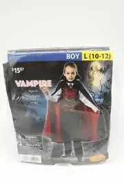 New Vampire Costume Boys Large (10-12) Halloween Cosplay shirt cape