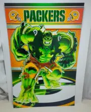 12"x18" Green Bay Packers/Incredible Hulk Superhero Mash-Up with Sports