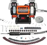 VEVOR Jewelry Polisher, Bench Grinder Polishing & Buffing Machine, 3590RPM Bench Lathe Polisher with 1 Wool Wheel, Abrasive Fiber Wheel, Grinding Wheel & 100pcs Tools